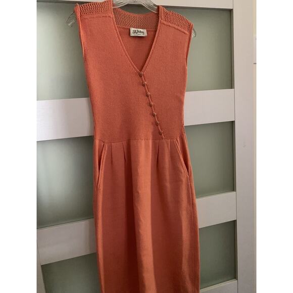 St. John Vintage Santana Coral Knit Belted Short Sleeve Sweater Dress Green Sz S - Picture 2 of 13